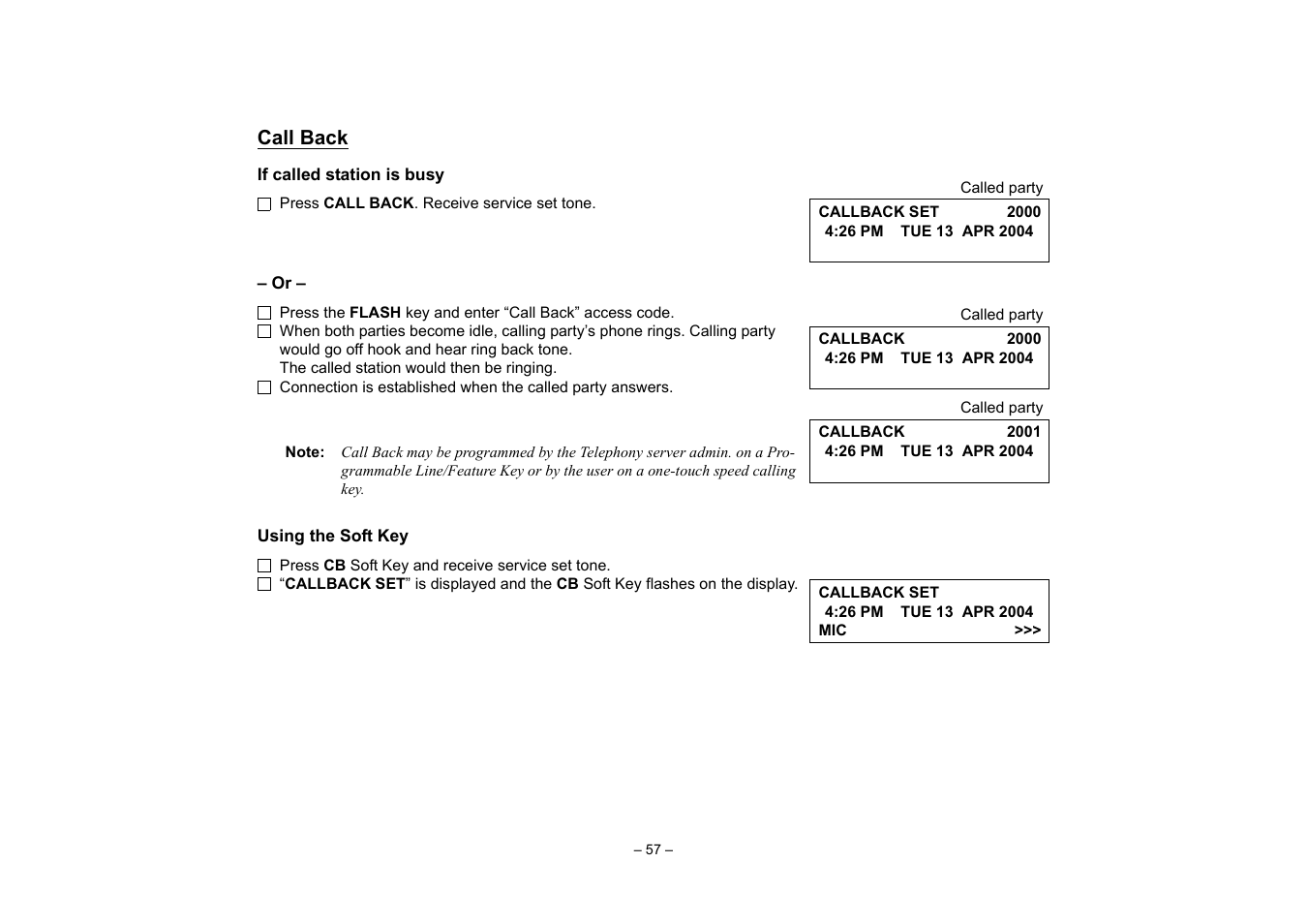 Call back, Face layout | VTech NEAX 2400 IPX User Manual | Page 61 / 80