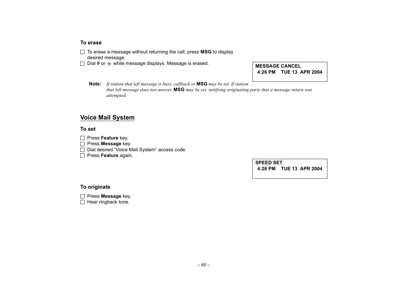 Voice mail system | VTech NEAX 2400 IPX User Manual | Page 64 / 80