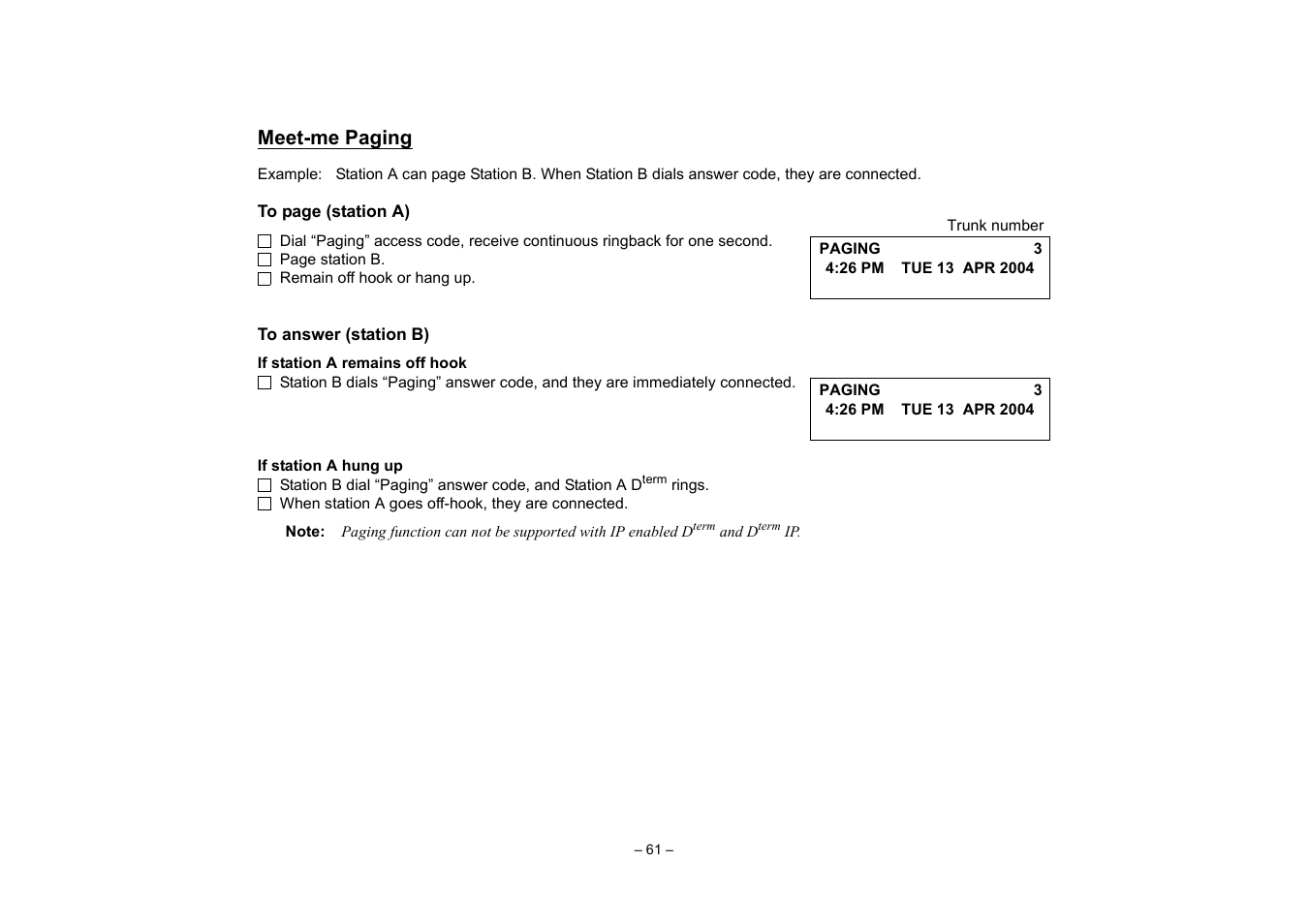 Meet-me paging | VTech NEAX 2400 IPX User Manual | Page 65 / 80