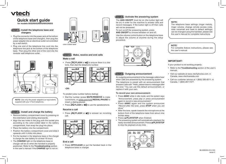 VTech 6053 User Manual | 2 pages