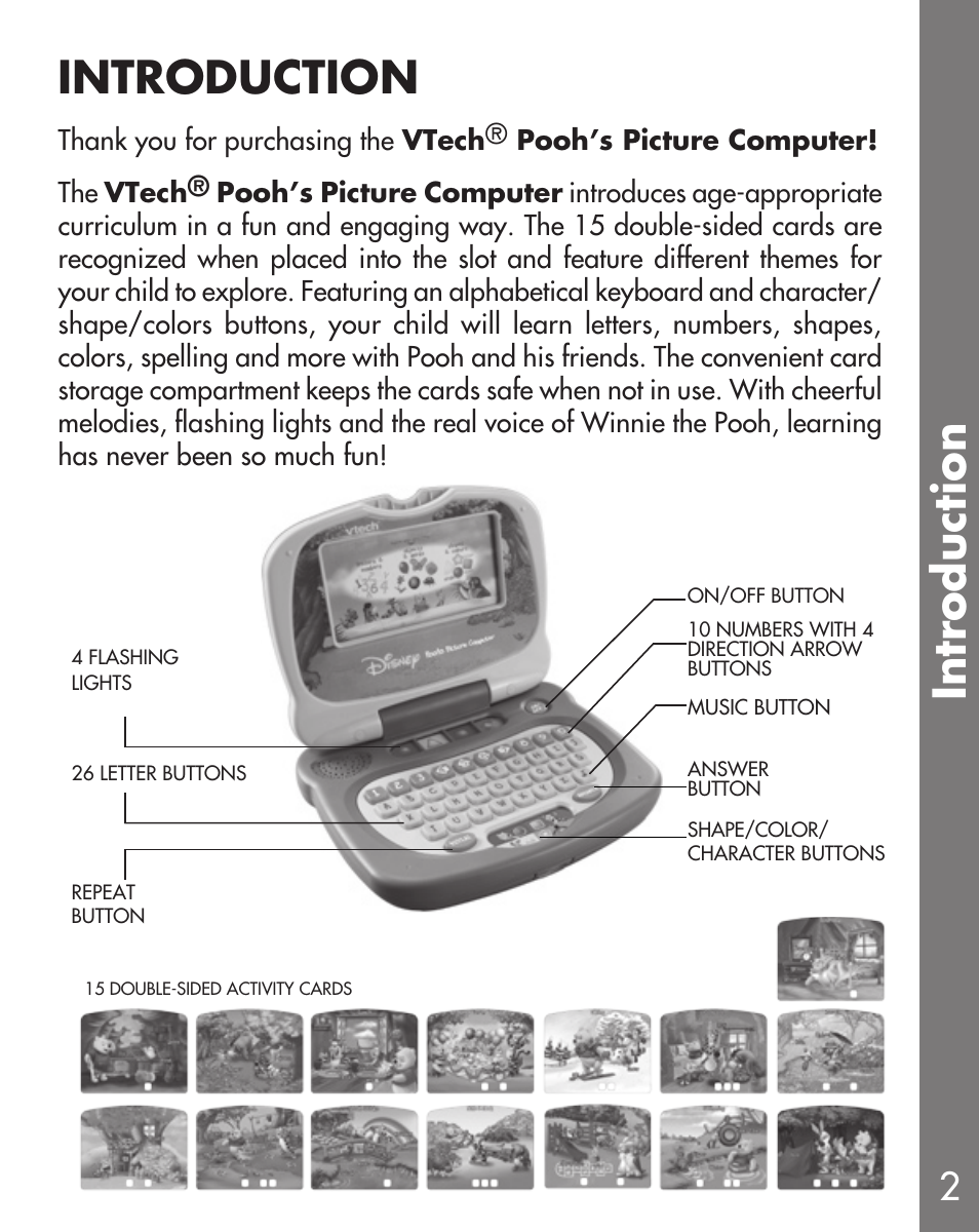 Introduction, Intr oduction | VTech Winnie the Pooh User Manual | Page 3 / 12