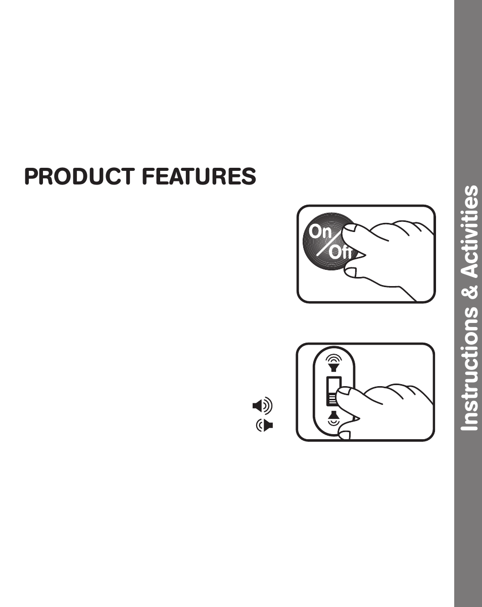 Instructions & activities, Product features | VTech Alphabet Tap Tap Bus User Manual | Page 5 / 8