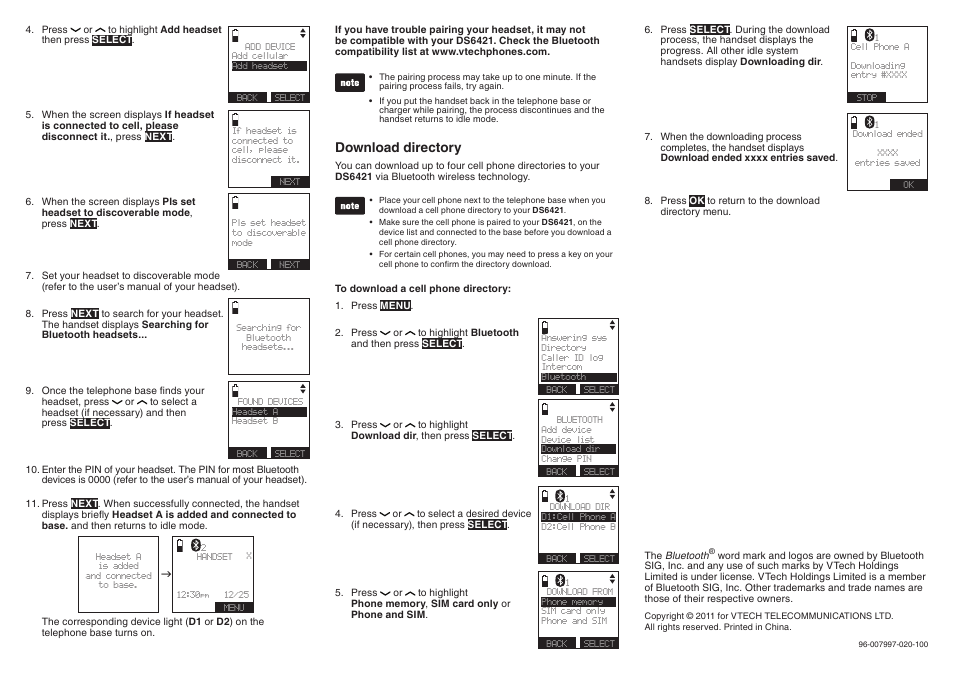 Download directory | VTech DS6421-4 User Manual | Page 2 / 2