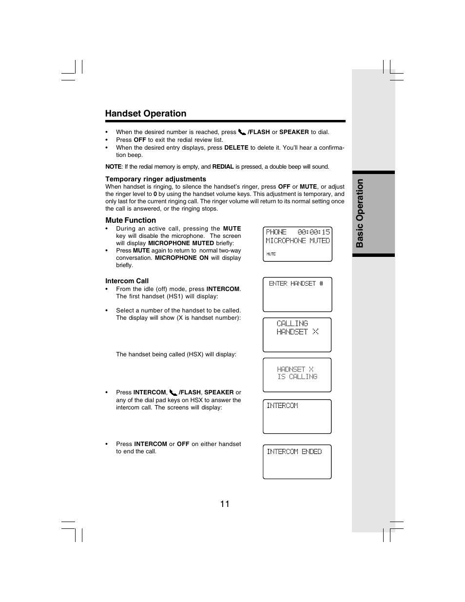 11 basic operation handset operation | VTech I 6783 User Manual | Page 11 / 45
