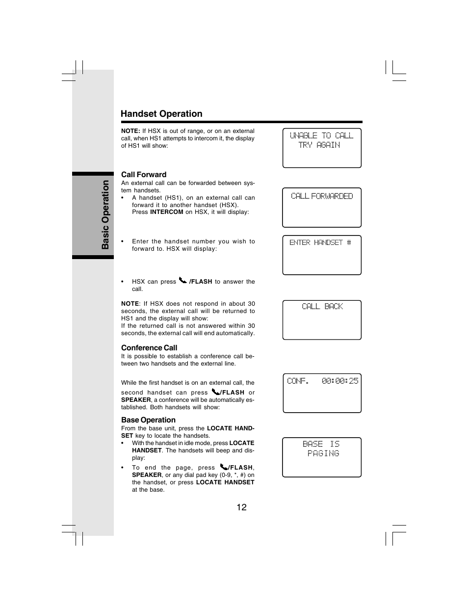 12 basic operation handset operation | VTech I 6783 User Manual | Page 12 / 45