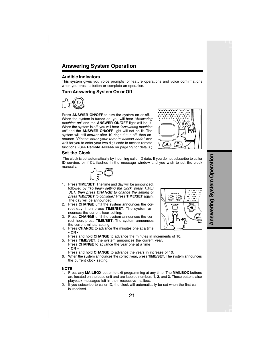 21 answering system operation, Answering system operation | VTech I 6783 User Manual | Page 21 / 45