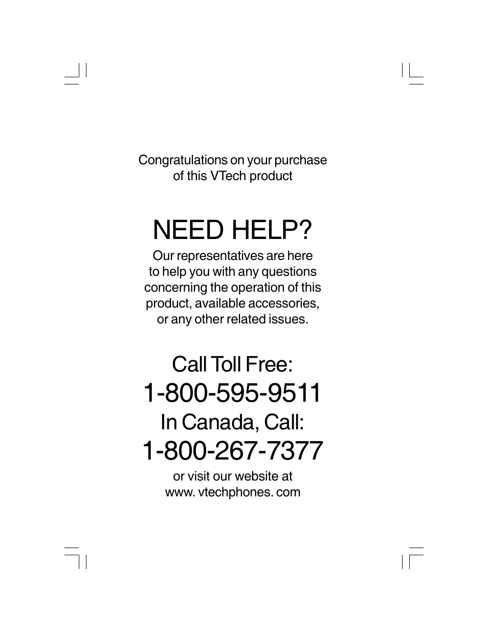 Need help, Call toll free | VTech I 6783 User Manual | Page 45 / 45