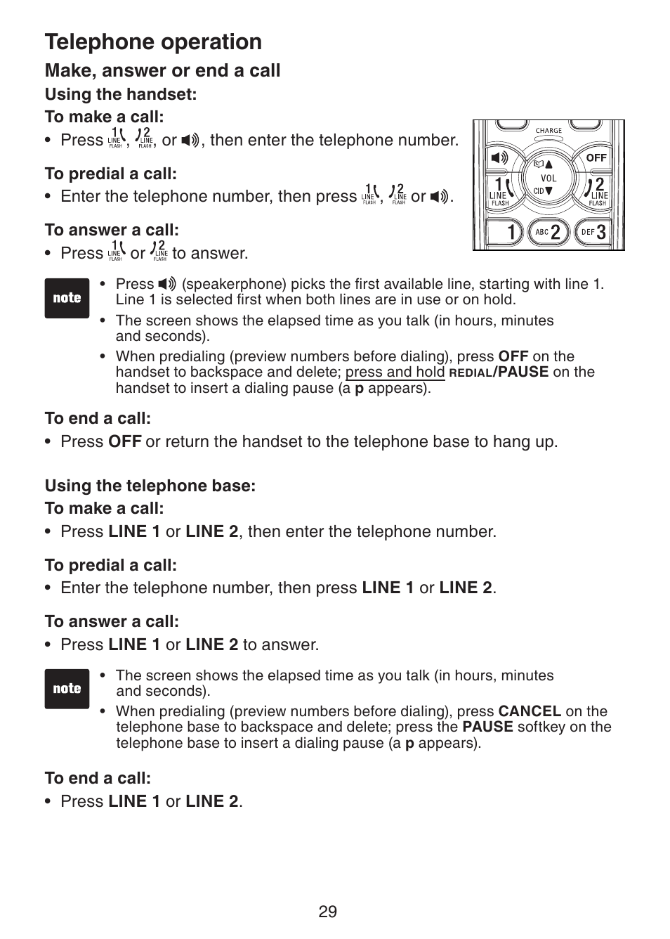 Telephone operation, Make, answer or end a call | VTech DECT6.0 DS6151 User Manual | Page 33 / 95