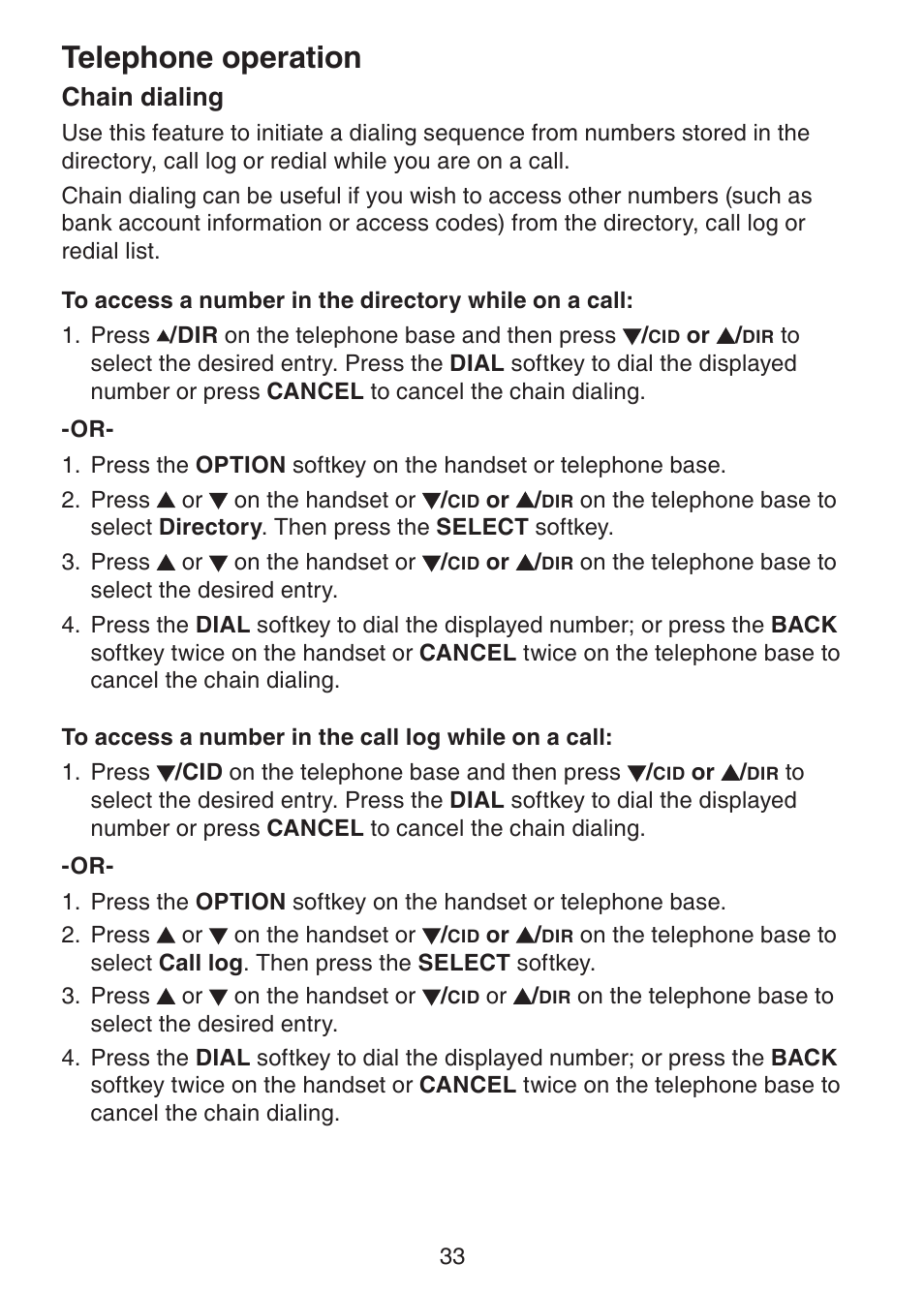 Telephone operation, Chain dialing | VTech DECT6.0 DS6151 User Manual | Page 37 / 95