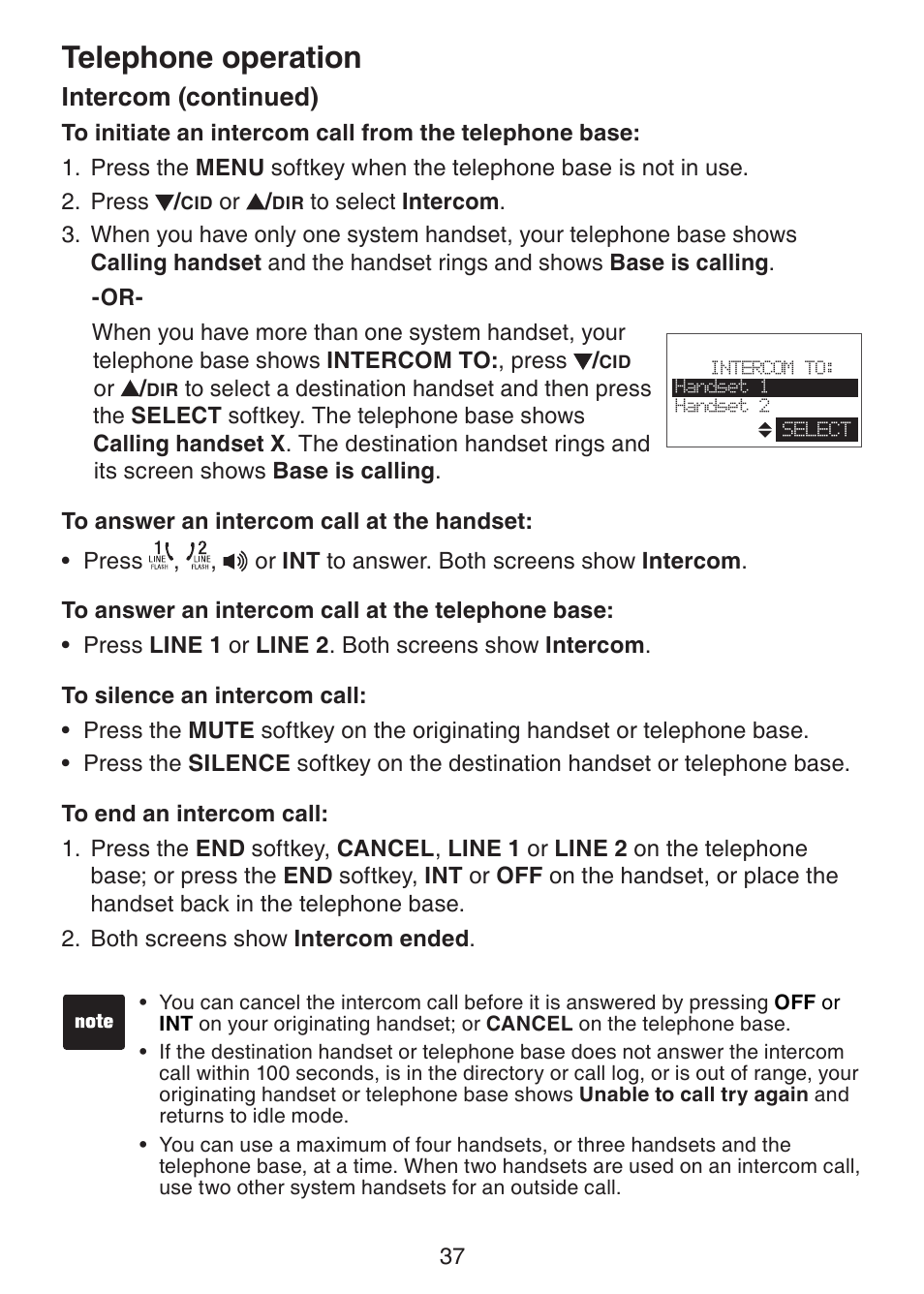 Telephone operation, Intercom (continued) | VTech DECT6.0 DS6151 User Manual | Page 41 / 95