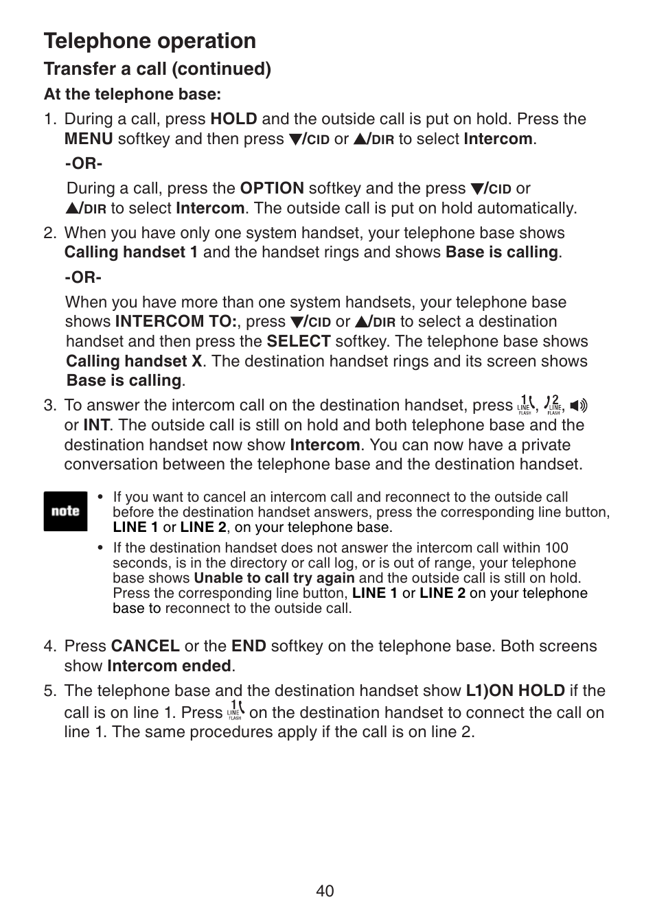 Telephone operation, Transfer a call (continued) | VTech DECT6.0 DS6151 User Manual | Page 44 / 95