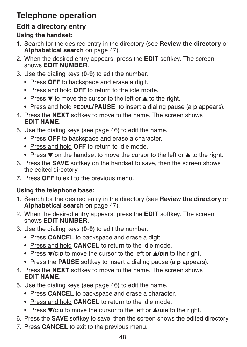 Telephone operation | VTech DECT6.0 DS6151 User Manual | Page 52 / 95