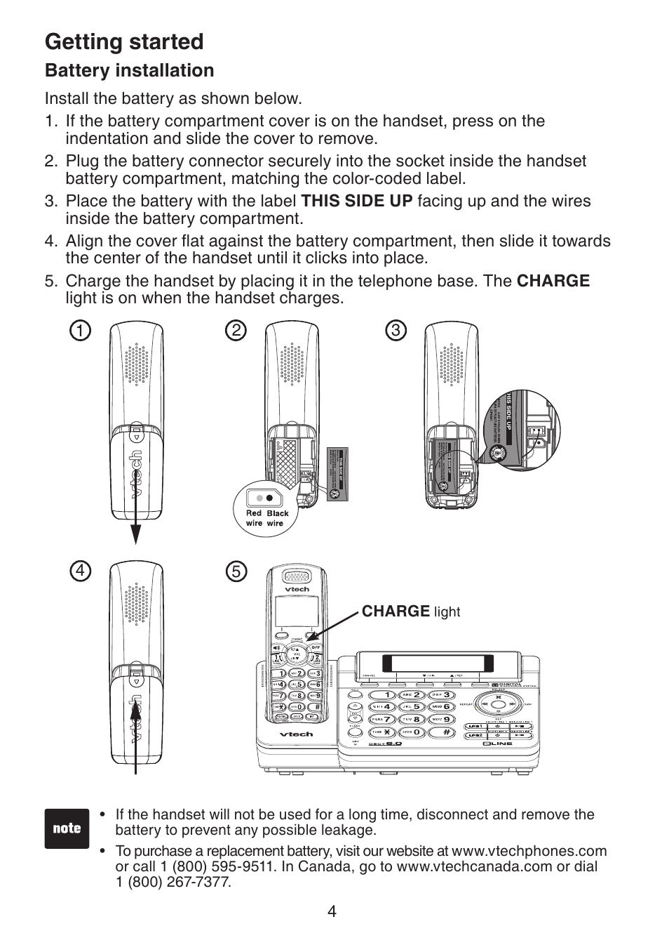 Getting started | VTech DECT6.0 DS6151 User Manual | Page 8 / 95