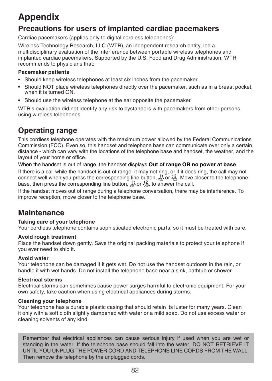 Appendix, Operating range, Maintenance | VTech DECT6.0 DS6151 User Manual | Page 86 / 95