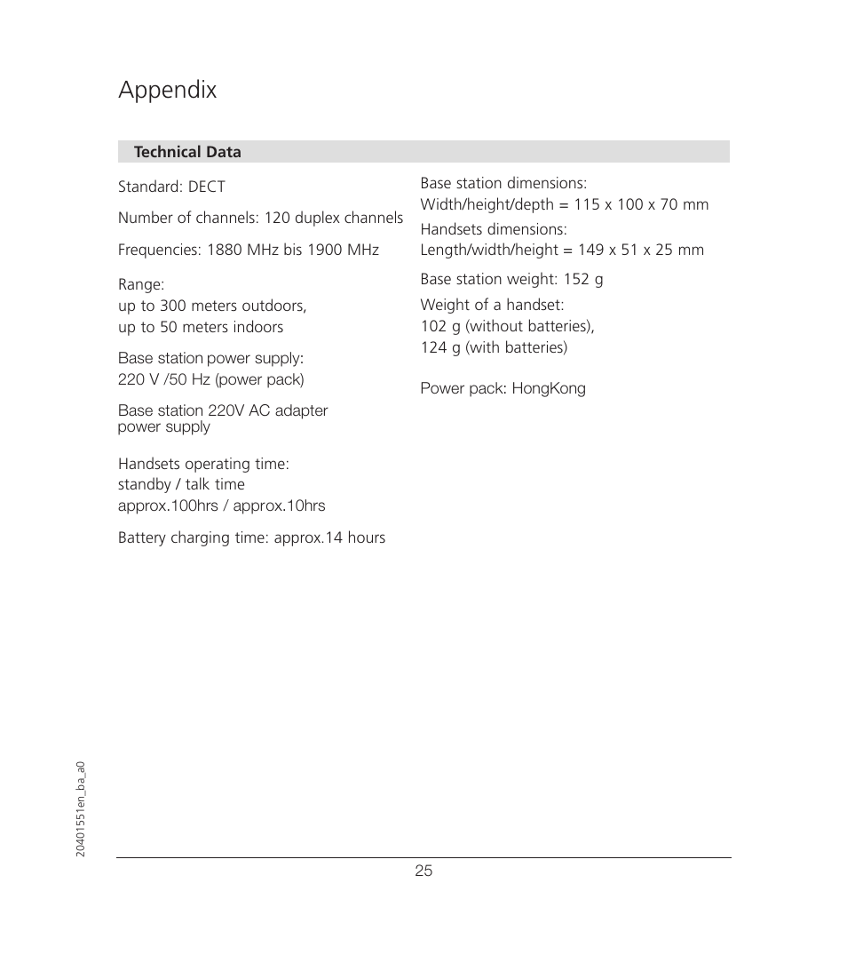 Appendix | VTech VT6221 User Manual | Page 26 / 27