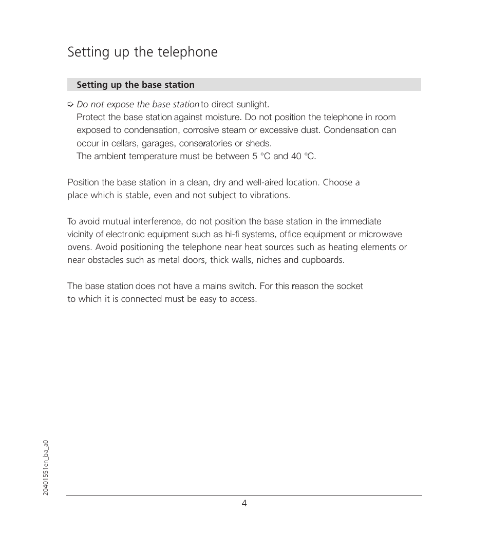 Setting up the telephone | VTech VT6221 User Manual | Page 5 / 27