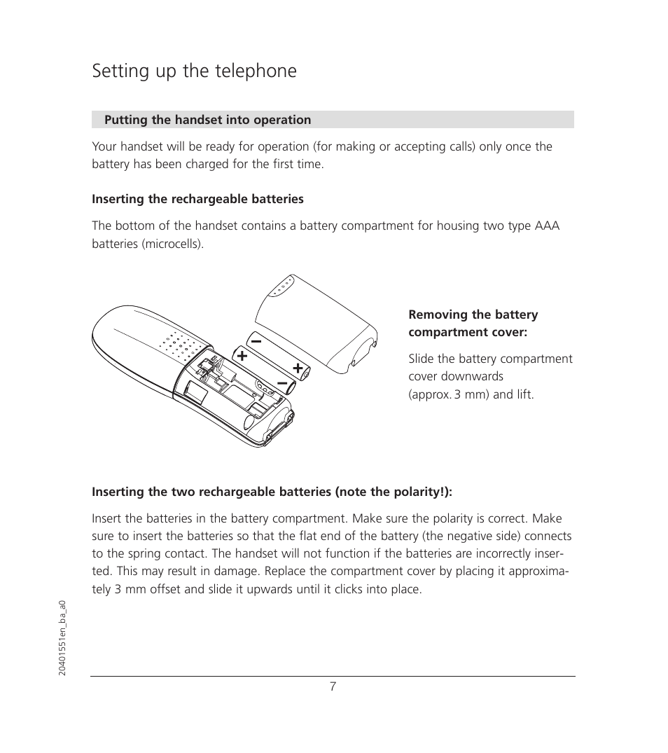 Setting up the telephone | VTech VT6221 User Manual | Page 8 / 27