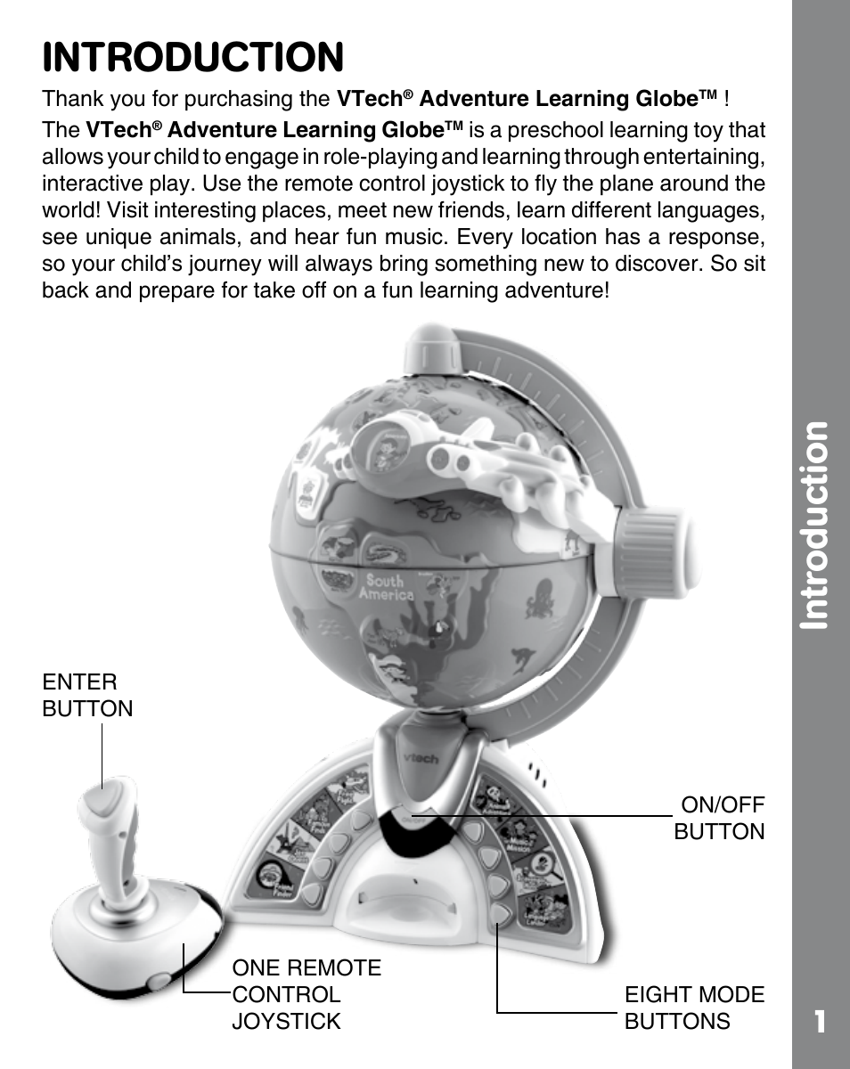 Introduction | VTech ADVENTURE LEARNING GLOBE 91-002393-000 User Manual | Page 3 / 12
