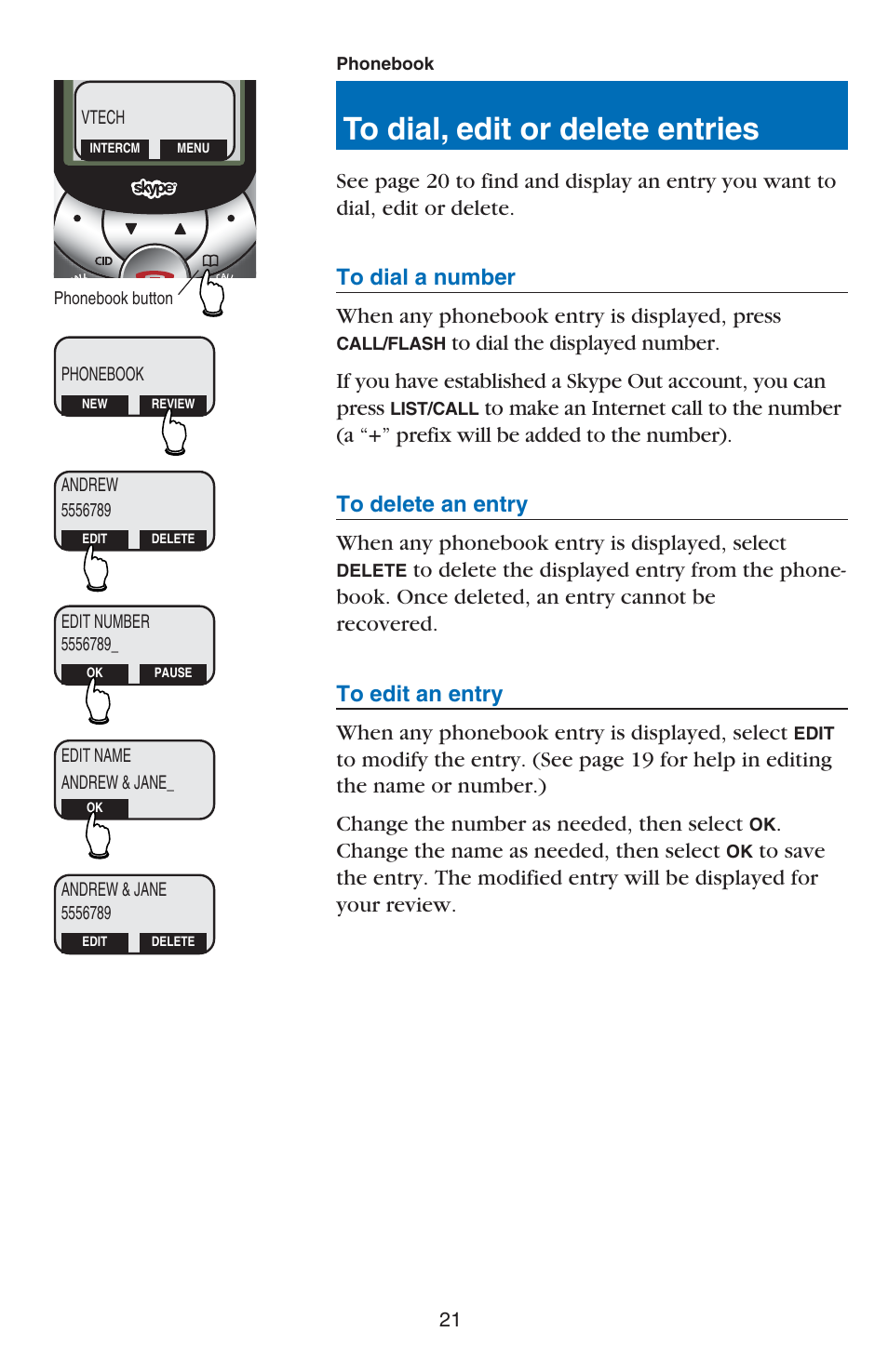 Change the name as needed, then select | VTech USB 7100 User Manual | Page 23 / 44