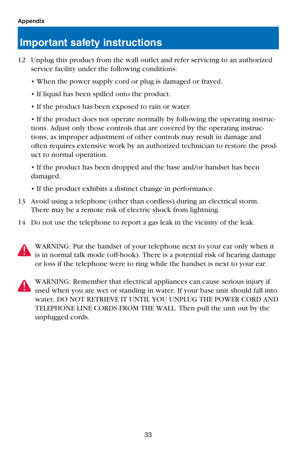 Important safety instructions | VTech USB 7100 User Manual | Page 35 / 44