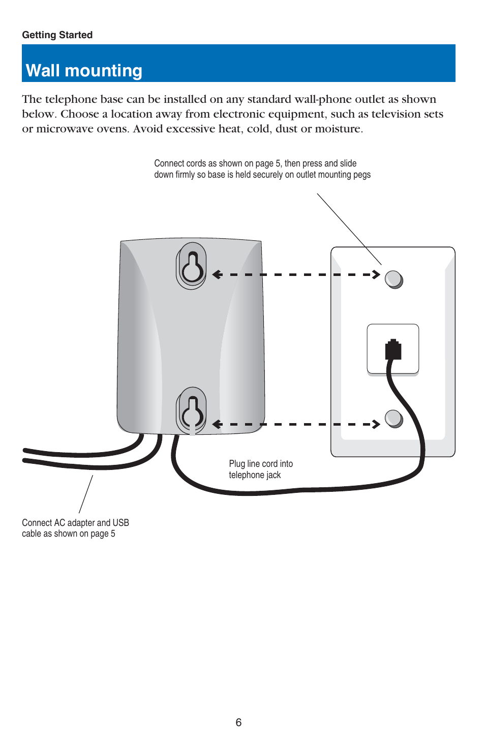 Wall mounting | VTech USB 7100 User Manual | Page 8 / 44