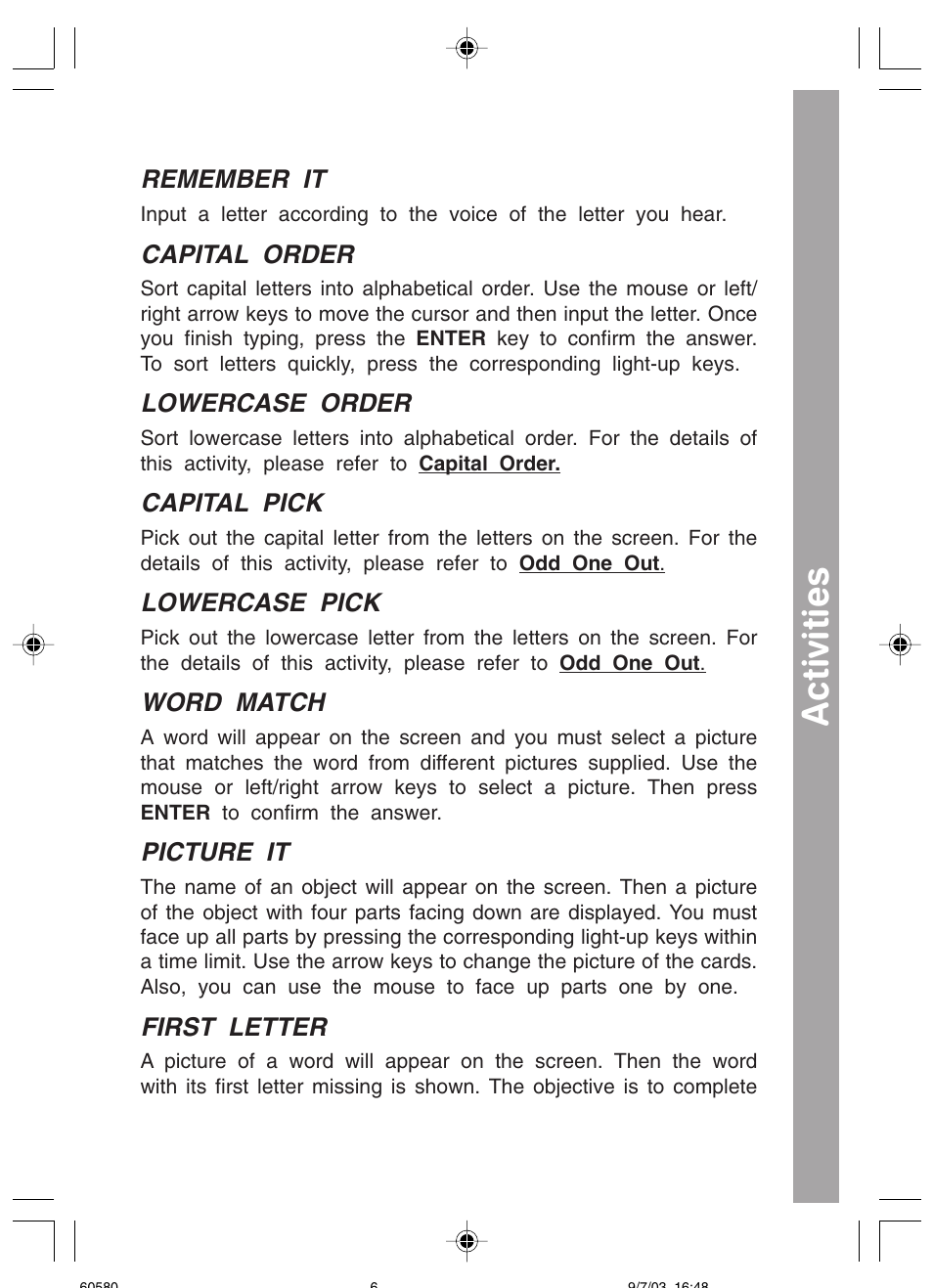 Activities | VTech 91-01256-043 User Manual | Page 8 / 16