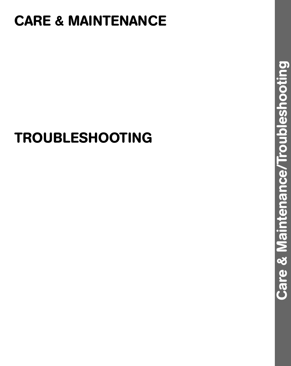 Care & maintenance, Troubleshooting, Car e & maintenance/t roubleshooting | VTech Touch 'n Teach Table User Manual | Page 8 / 9