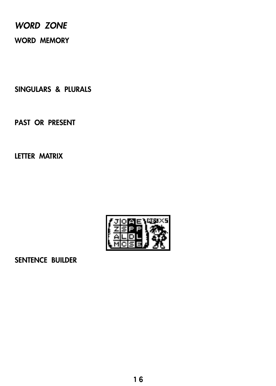 Word zone | VTech Video Game Console User Manual | Page 18 / 27