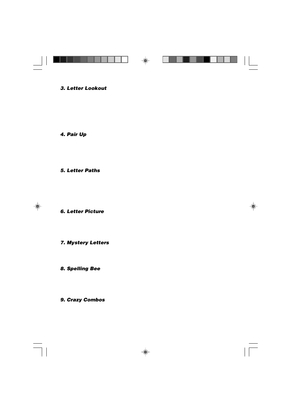 Letter lookout, Pair up, Letter paths | Letter picture, Mystery letters, Spelling bee, Crazy combos | VTech Computer Pal In Concert User Manual | Page 14 / 26