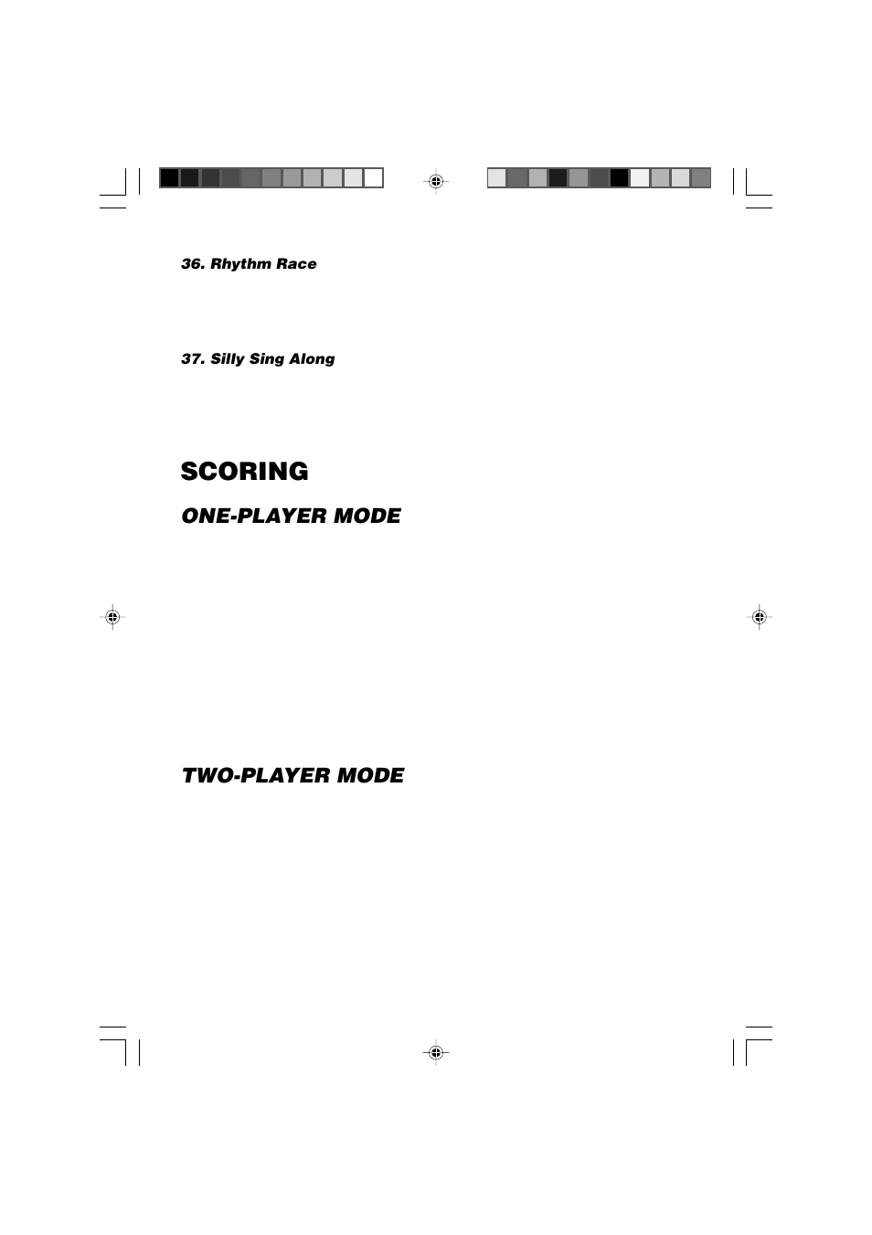 Rhythm race, Silly sing along, Scoring | One-player mode, Two-player mode | VTech Computer Pal In Concert User Manual | Page 20 / 26