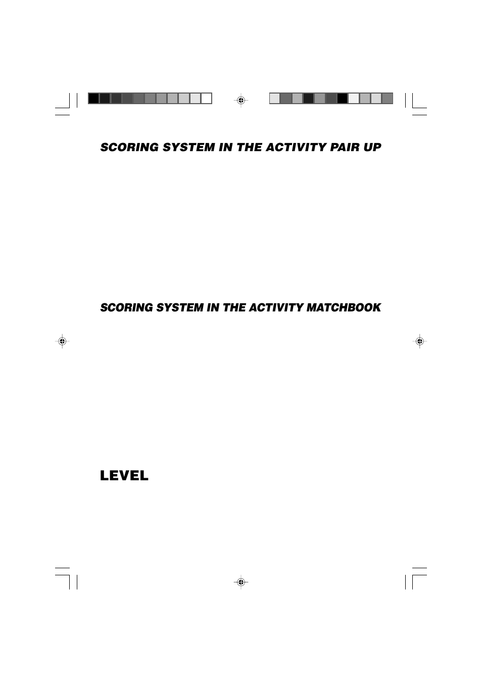 Scoring system in the activity pair up, Scoring system in the activity matchbook, Level | VTech Computer Pal In Concert User Manual | Page 21 / 26