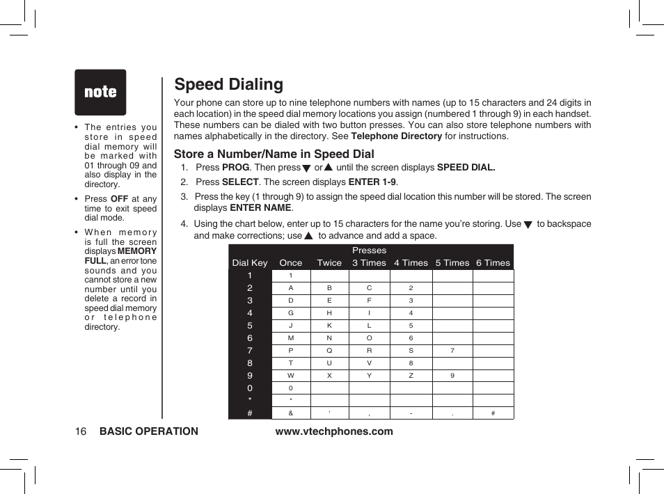 Speed dialing, Store a number/name in speed dial | VTech ia5874 User Manual | Page 17 / 51