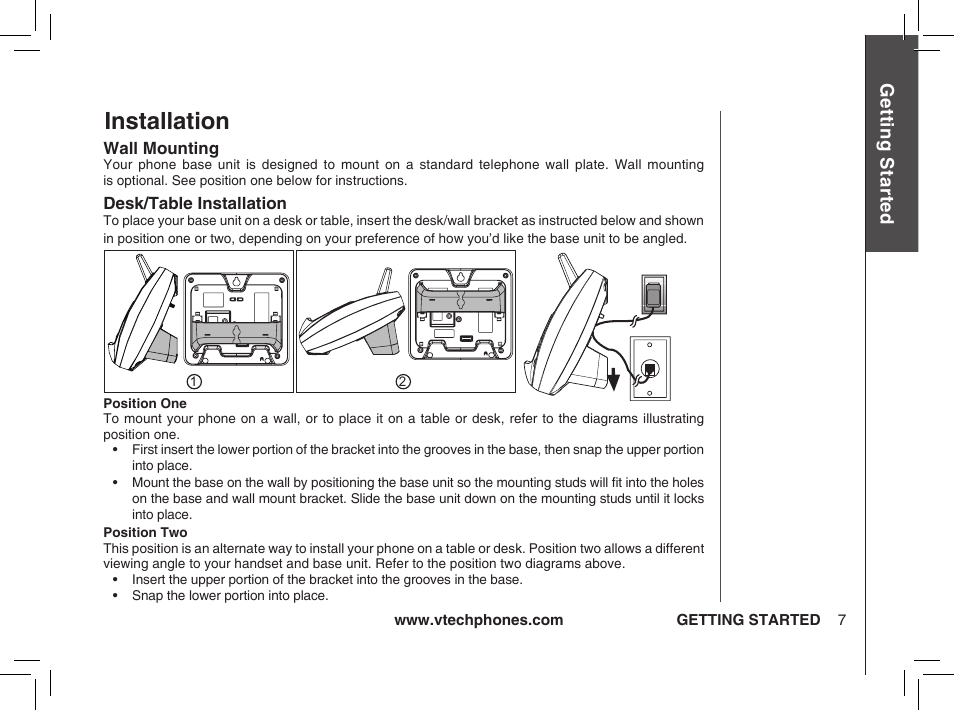 Installation | VTech ia5874 User Manual | Page 8 / 51