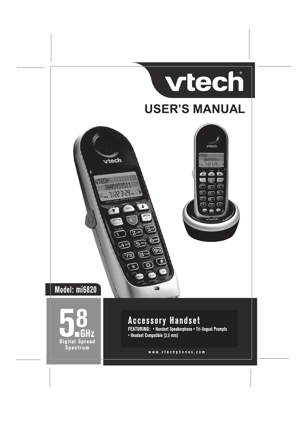 VTech ACCESSORY HANDSET MI6820 User Manual | 1 page
