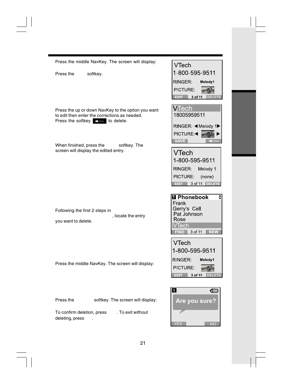 Basic operation, Handset menu, Are you sure | VTech i 5866 User Manual | Page 21 / 47