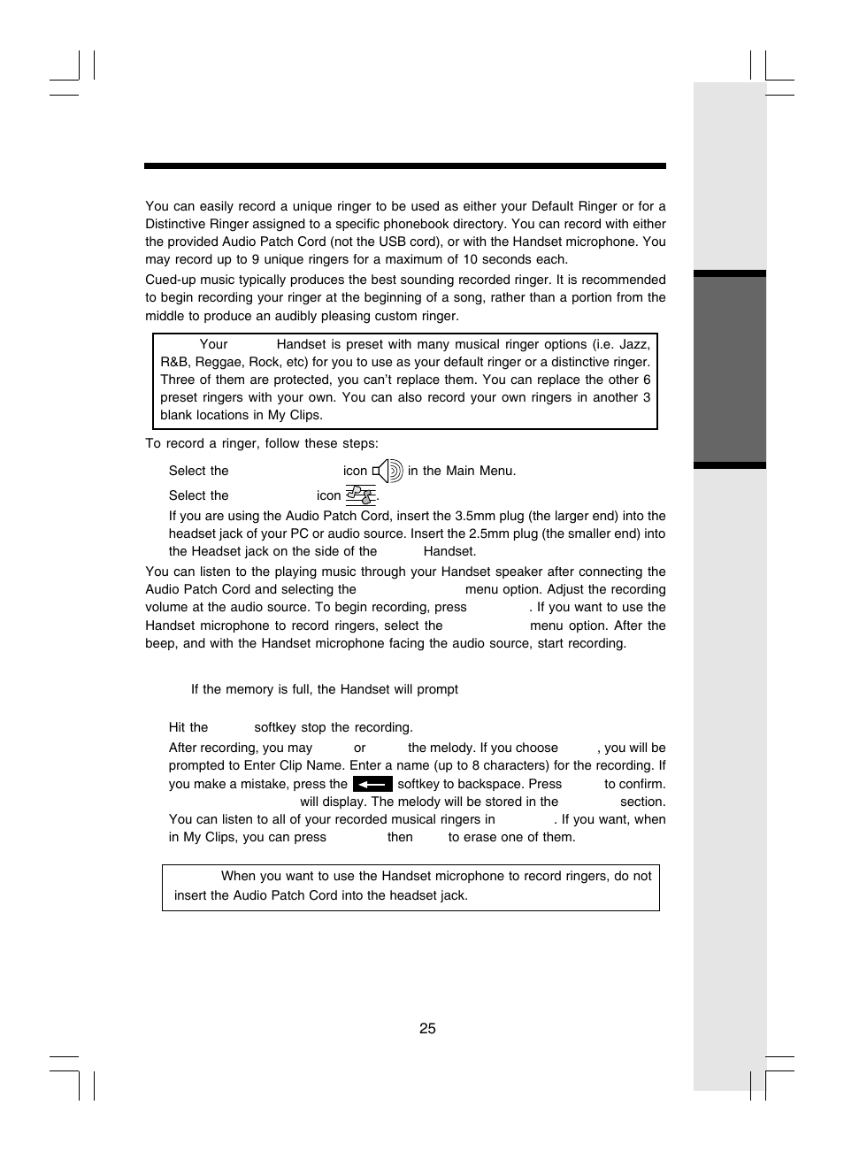 Basic operation recordable ringer | VTech i 5866 User Manual | Page 25 / 47