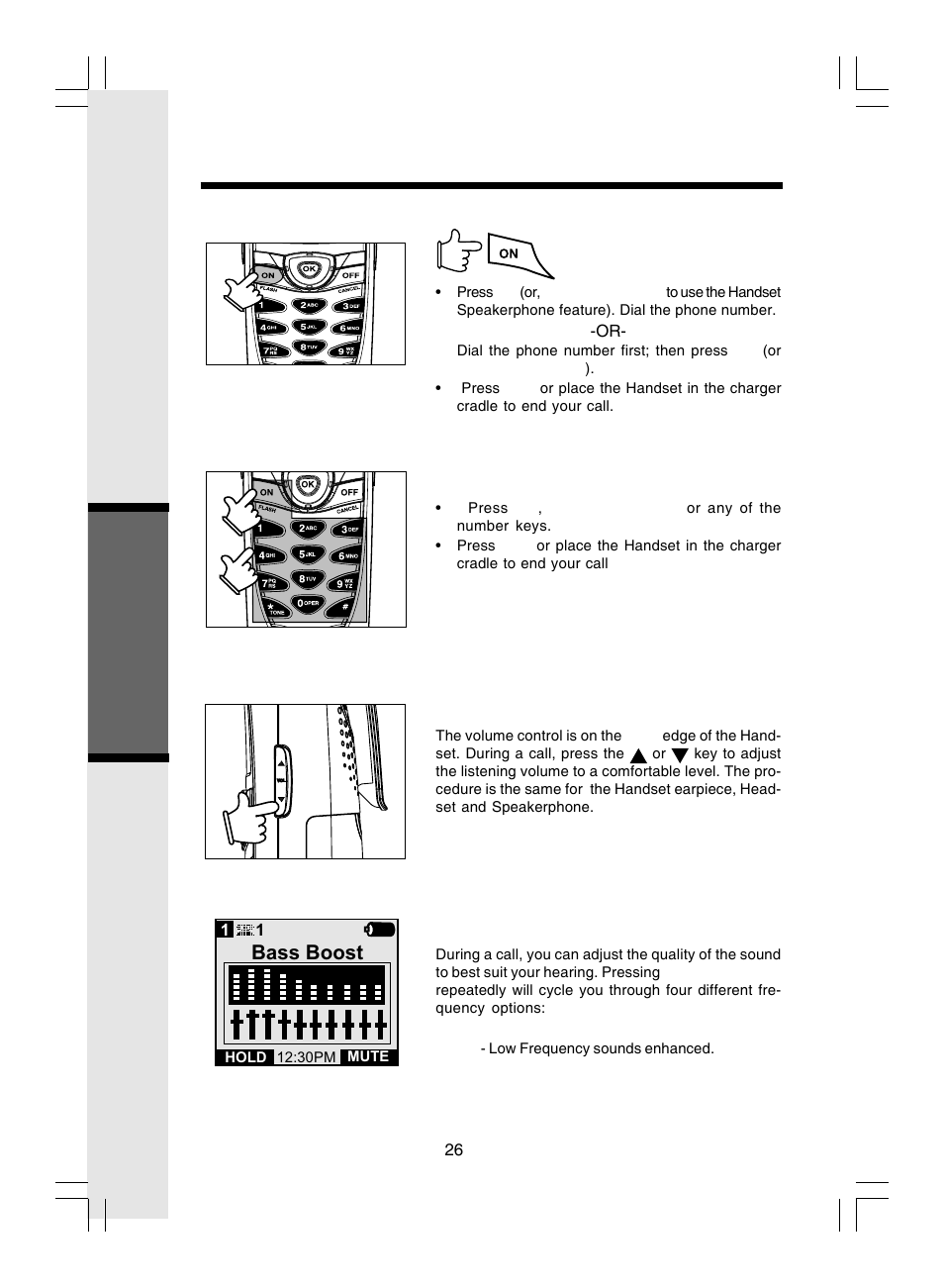 Handset operation, Advanced operations, Bass boost | VTech i 5866 User Manual | Page 26 / 47