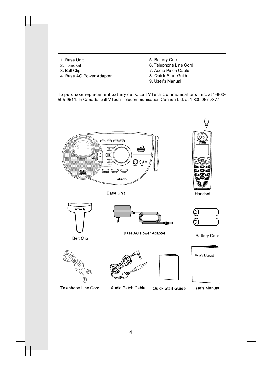 Parts check list | VTech i 5866 User Manual | Page 4 / 47