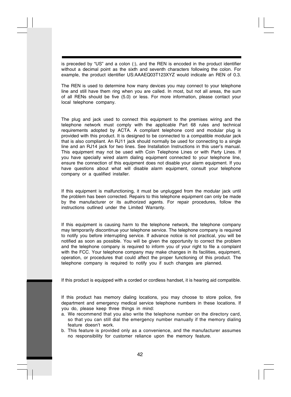 Fcc, acta and ic regulations, Additional information | VTech i 5866 User Manual | Page 42 / 47