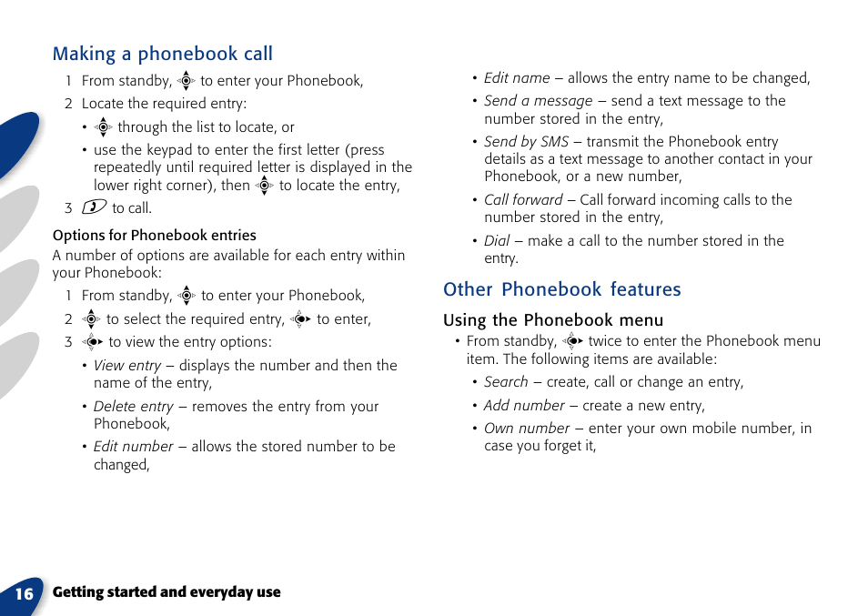 Making a phonebook call, Other phonebook features | VTech A700 User Manual | Page 16 / 46