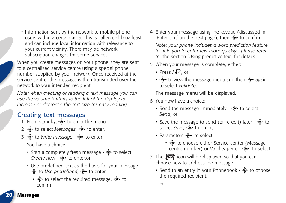 Creating text messages | VTech A700 User Manual | Page 20 / 46