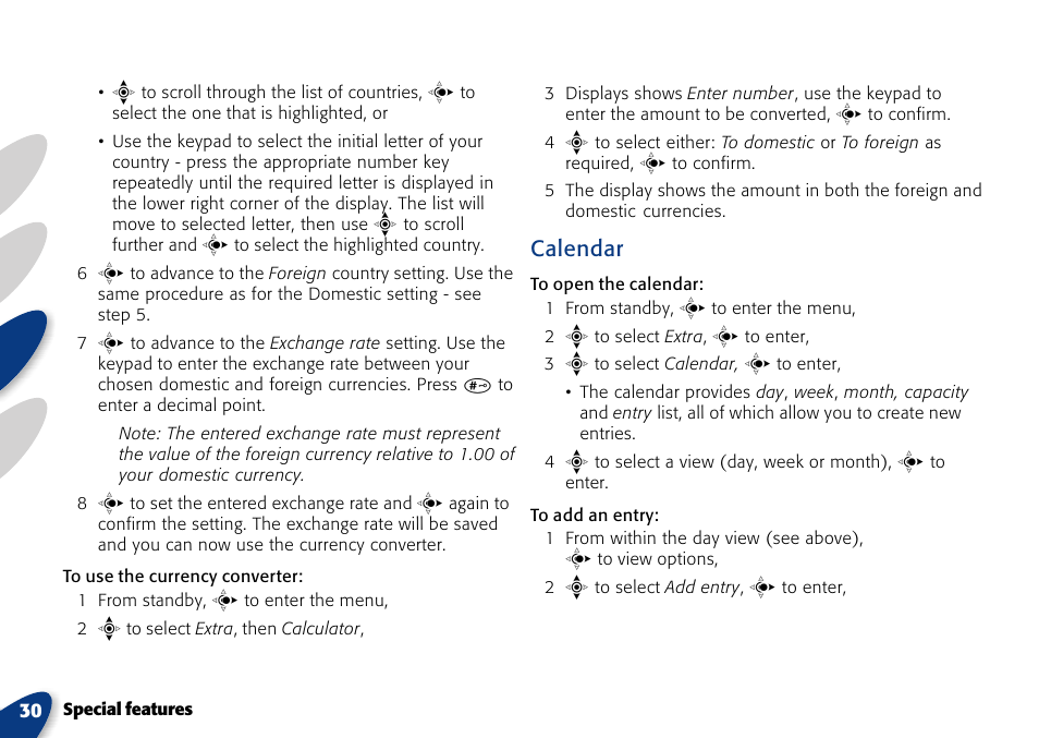 Calendar | VTech A700 User Manual | Page 30 / 46