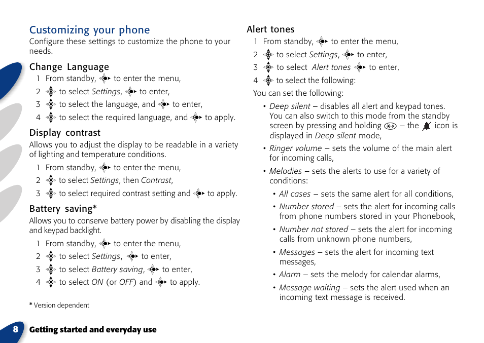 Customizing your phone | VTech A700 User Manual | Page 8 / 46