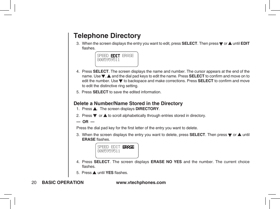 Telephone directory | VTech ia5876 User Manual | Page 21 / 51