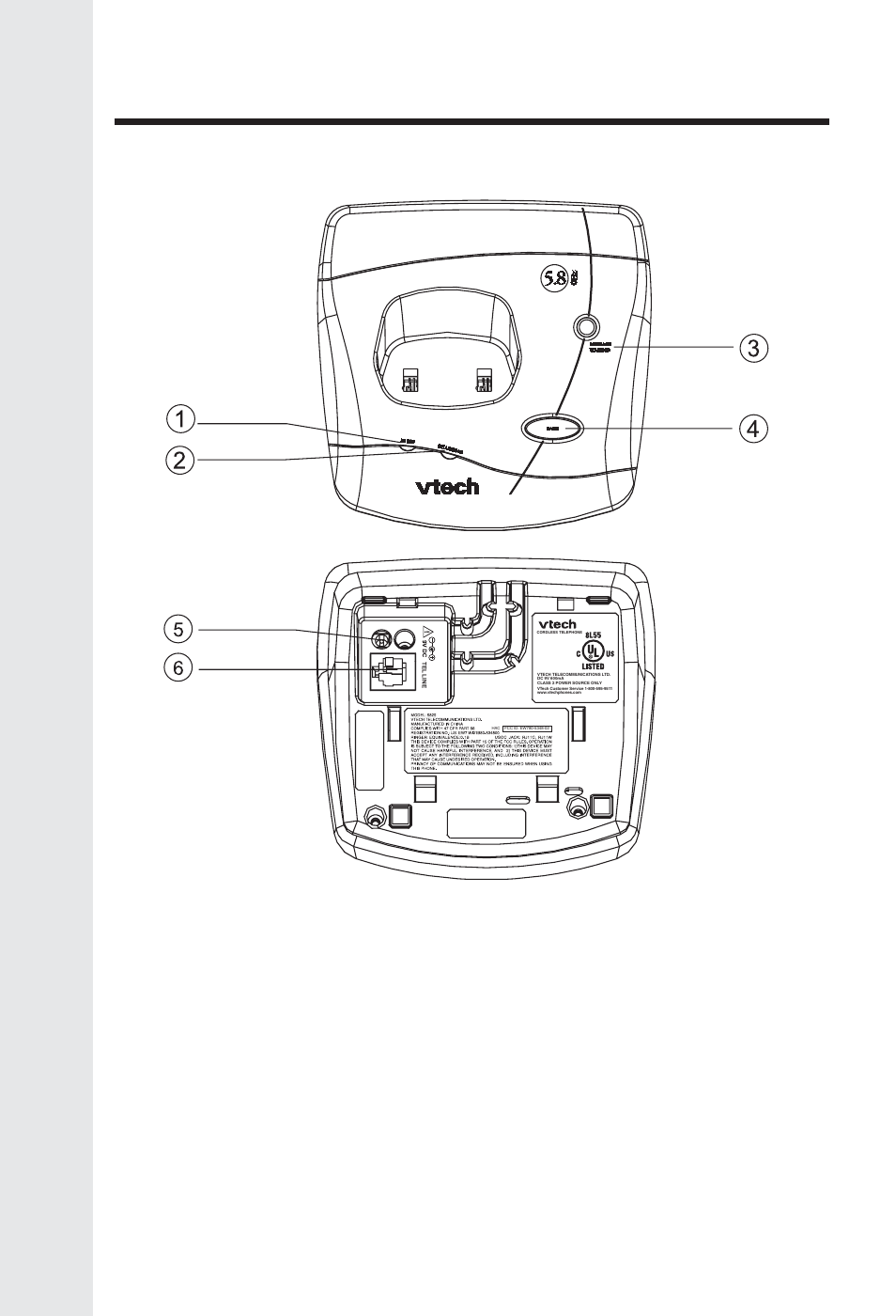 The base unit layout | VTech IP 5825 User Manual | Page 6 / 39