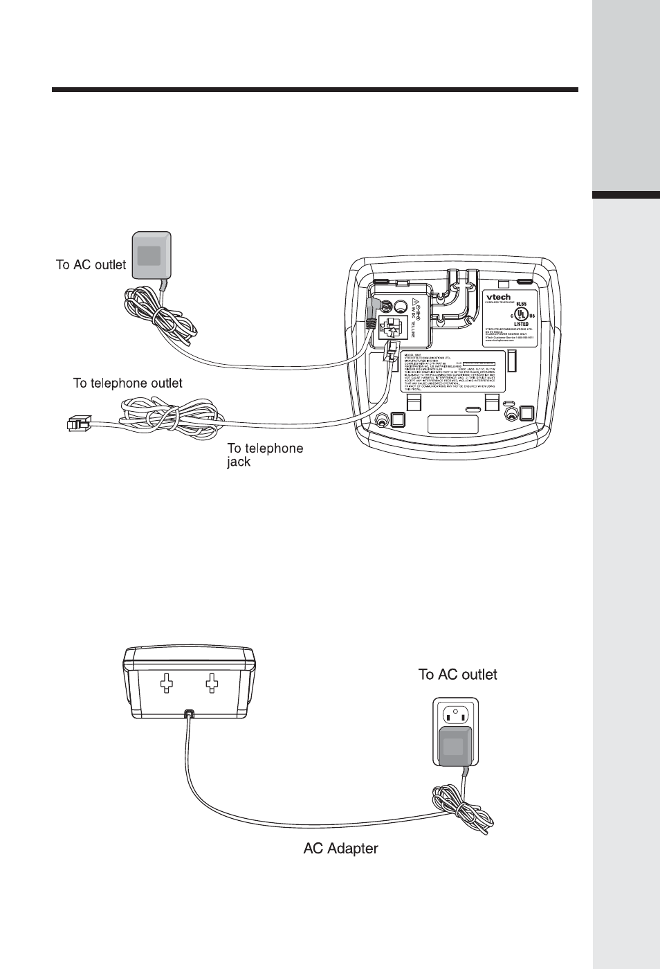 Setup, Connecting power to base unit/handset charger, Getting started | VTech IP 5825 User Manual | Page 7 / 39