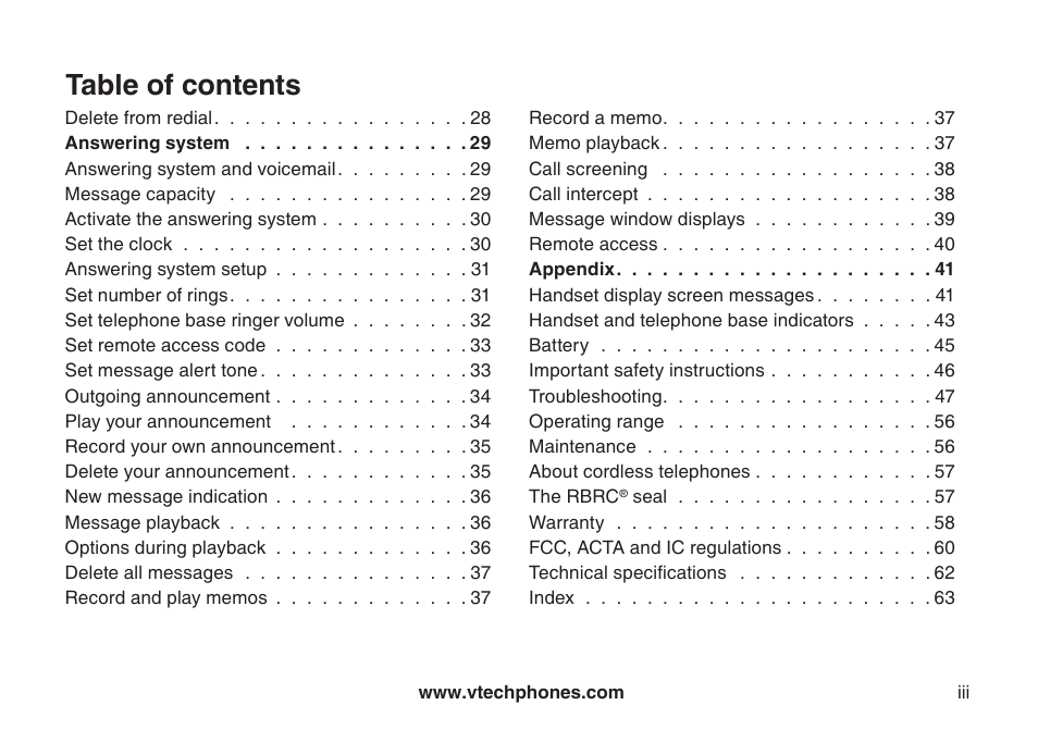 VTech DS6121 User Manual | Page 4 / 69