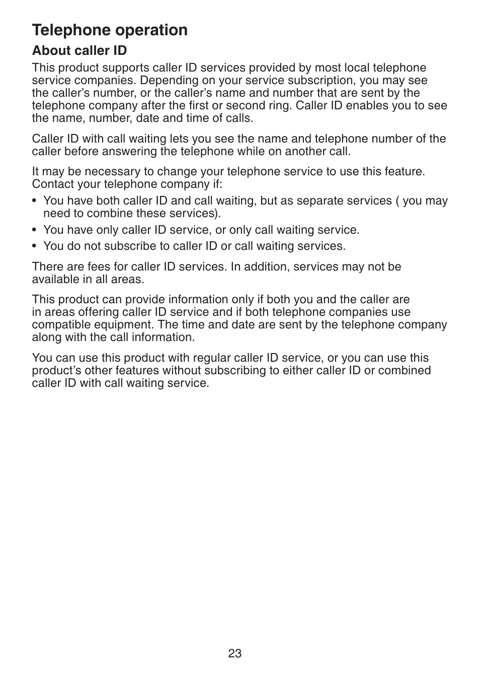 About caller id, Telephone operation | VTech DS3211-2 User Manual | Page 26 / 51