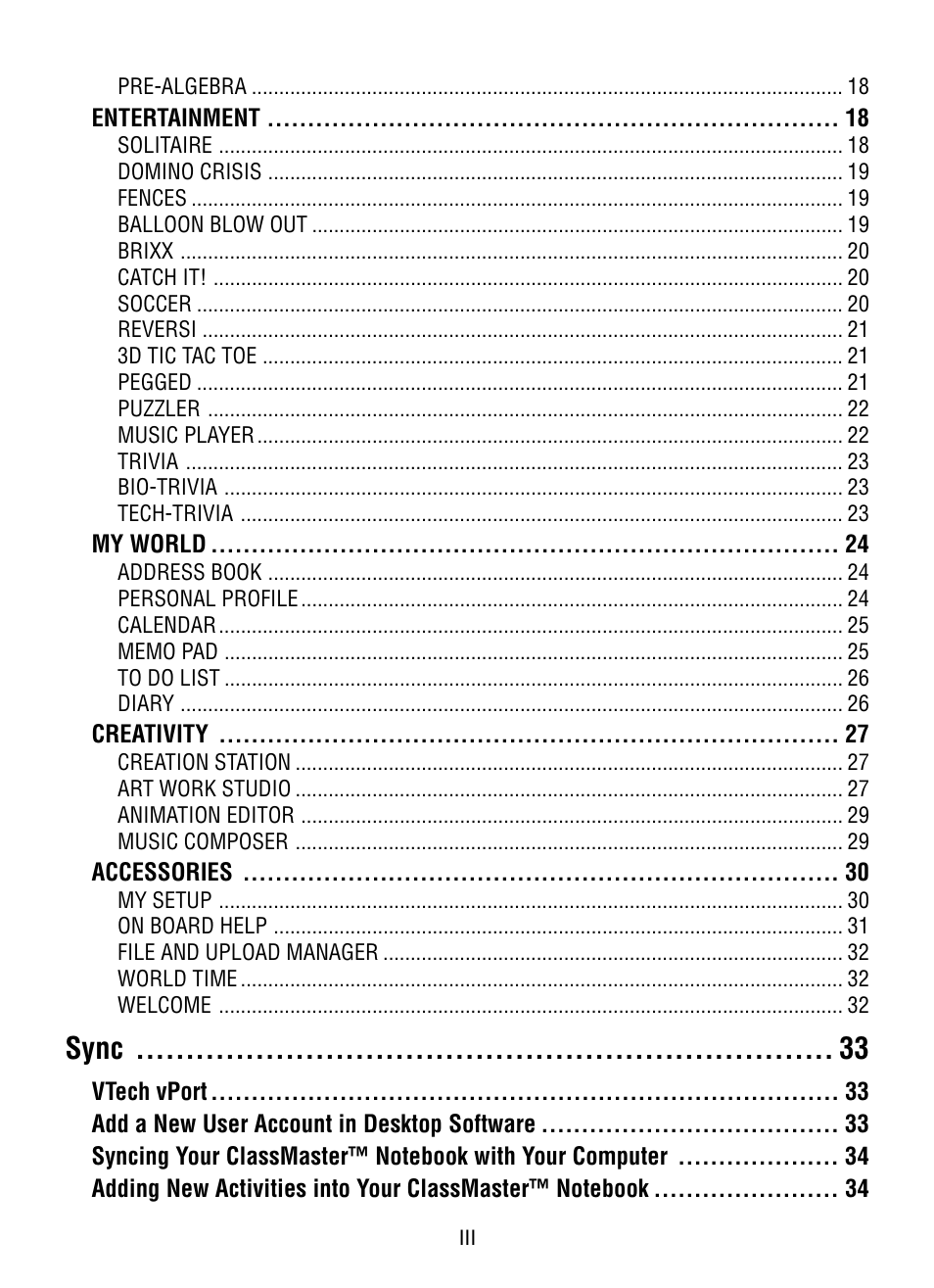 Sync | VTech XL Series User Manual | Page 6 / 47