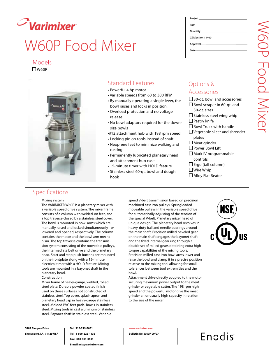 Varimixer W60P User Manual | 2 pages